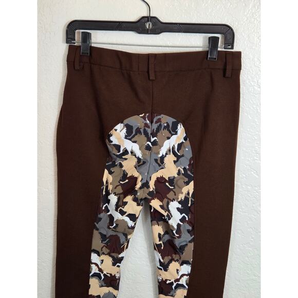 Buckwild Breeches Horse Riding Pants Medium Brown Horse Print Equestrian Stretch - Picture 7 of 11